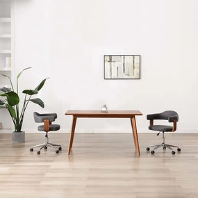 vidaXL Cadeiras jantar giratórias 2pcs madeira curvada/tecido cinzento