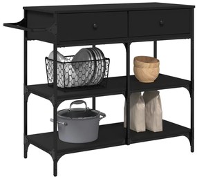Carrinho de cozinha 105x42x95 cm derivados de madeira preto
