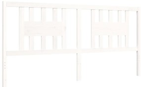 Estrutura de cama com cabeceira 200x200cm madeira maciça branco