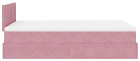 Estrutura de cama otomana com colchão 120x200 cm veludo rosa