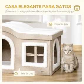 PawHut Casa Dobrável para Gatos Caverna para Gatos Grande com Tampa Re