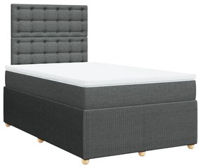 Cama boxspring com colchão 120x190 cm tecido cinzento-escuro