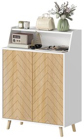 Sapateira para Entrada com Prateleiras Ajustáveis para 15 Pares de Sapatos 75x35x104 cm Branco e Madeira