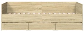 Sofá-cama com gavetas sem colchão 90x200 cm carvalho sonoma