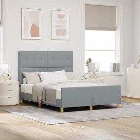 Cama vidaXL Cinza Claro 140x200 cm Tecido