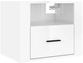 Mesas de cabeceira parede 2 pcs 50x36x40 cm branco brilhante