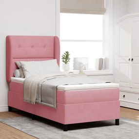 Cama Box com Colchão vidaXL Rosa 90x200 cm Veludo