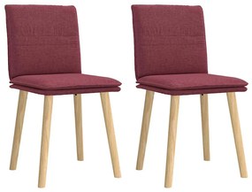 Cadeiras de jantar 2 pcs tecido vermelho tinto