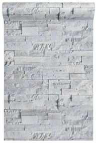 Papel parede 3D c/ aspeto de pedra não-tecido cinzento-claro