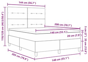 Cama Box Spring com Colchão Creme 140x200 cm Tecido
