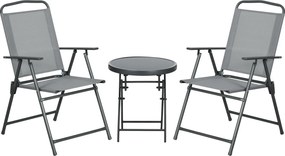 Outsunny Conjunto de móveis bistrô para exteriores Conjunto bistrô de jardim Dobrável, 53,5 cm x 64 cm x 93 cm, Cinza claro | Aosom Portugal