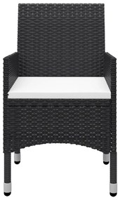 3 pcs conjunto de jantar para jardim preto