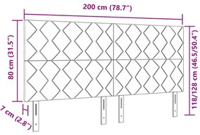 Cabeceira Design de Blocos de Diamante Cinza Claro 200 cm Tecido
