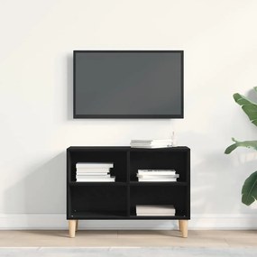 Gabinete de TV Carvalho Preto - 69.5x30x50 cm, Feito de Madeira de Eng
