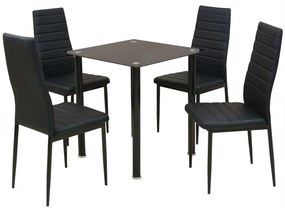 Conjunto 5 pcs de mesa de jantar e cadeiras preto - 292169