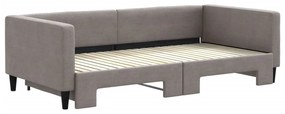 Sofá-cama com gavetão 100x200 cm tecido cinzento-acastanhado