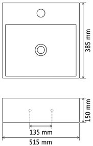 Lavatório + abertura torneira branco cerâmica 51,5x38,5x15cm