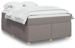 vidaXL Cama com molas/colchão 140x200 cm tecido castanho-acinzentado