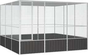 vidaXL Gaiola pássaros 302,5x324,5x211,5 cm aço galvanizado antracite