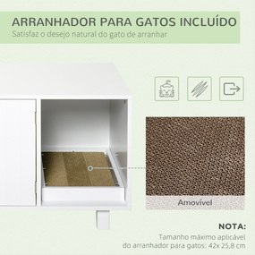 PawHut Móvel Caixa de Areia para Gatos com Porta com Arranhador Caixa