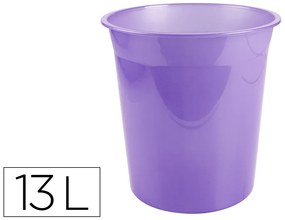 Cesto de Papeis em Plástico Ecouse 100% Reciclado Lavanda Translúcido 13 Litros 275x285 mm