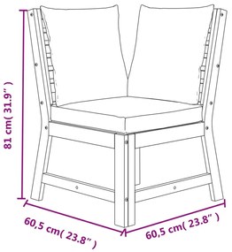 6 pcs conjunto de jantar p/ jardim c/ almofadões acácia maciça