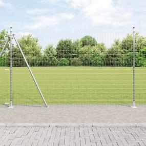 Cerca Euro com 7 Postes Flangeados 1.4x10 m Aço Galvanizado