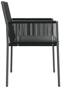 Cadeiras jardim c/ almofadões 4pcs 54x60,5x83,5cm vime PE preto