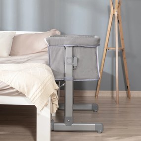 Berço de Bebé 2 em 1 Berço de Viagem Dobrável com Altura e Pés Ajustável em 5 Níveis Bolsa de Transporte até 9kg 6x50x83cm Cinza