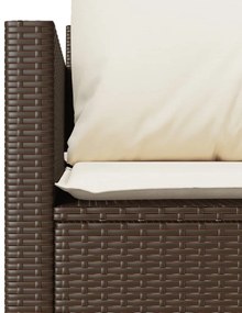 3 pcs conjunto bistrô com almofadões vime PE castanho
