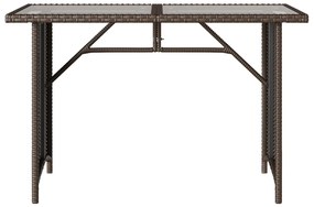 Mesa de jardim com tampo de vidro 110x68x70 cm vime PE castanho