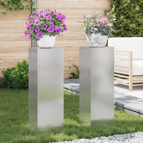 Suportes para Plantas de Exterior vidaXL Pilar 2 pcs 24x24x75 cm Aço Inoxidável