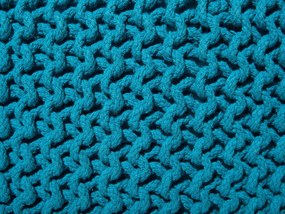 Pufe em tricot azul escuro 50 x 50 x 31 cm CONRAD Beliani
