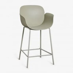 Pack De 2 Bancos Altos Em Polipropileno E Aço Lynette ↑65 Cm & Verde Bambu - Sklum