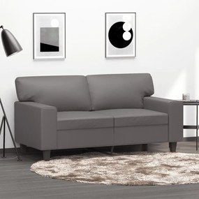Sofá de 2 lugares 120 cm couro artificial cinza