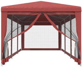 Tenda p/ festas c/ 8 paredes laterais rede 3x9 m PEAD vermelho