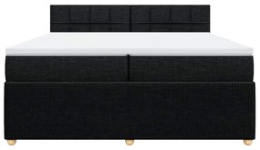 Cama com molas/colchão 200x200 cm tecido preto