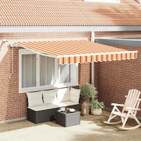vidaXL Toldo Retrátil Amarelo e Laranja 300 x 250 cm Tecido e Metal