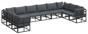 Conjunto de Sofá de Jardim 10 pcs Preto 423 x 213 x 71 cm