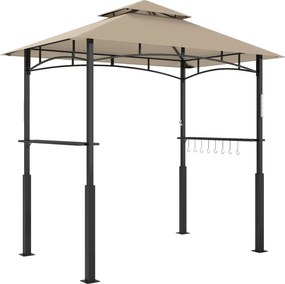 Outsunny Tenda para churrasqueira de dois níveis cobertura para jardim com luz LED 240 x 150 x 250 cm kaki | Aosom Portugal