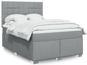 vidaXL Cama com molas/colchão 140x190 cm tecido cinzento-claro