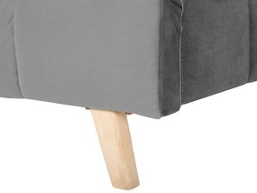 Cama de casal em veludo cinzento 160 x 200 cm SENLIS Beliani