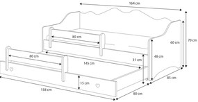 Cama infantil dupla Emma II 160x80 rosa/branco - colchão e estrado incluído