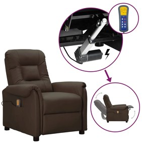 vidaXL Poltrona de massagens elevatória couro artificial castanho