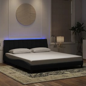 Estrutura de cama com luzes LED 180x200 cm veludo preto