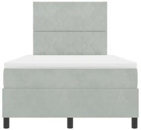 Cama Box com Colchão e Luz LED Cinzento-claro 120x190 cm em Veludo