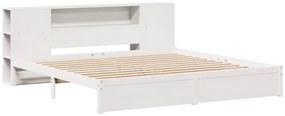 Cama com estante sem colchão 180x200 cm pinho maciço branco