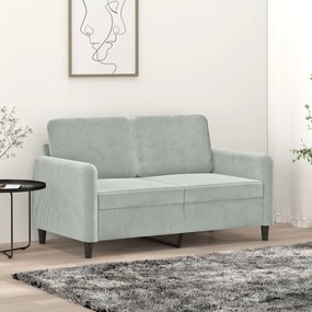 Sofá de 2 lugares 120 cm veludo cinzento-claro