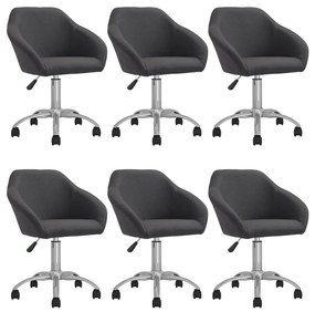 vidaXL Cadeiras de jantar giratórias 6 pcs tecido cinzento-escuro