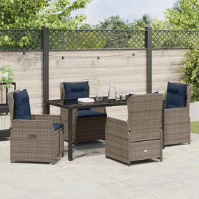 Conjunto de Jantar de Jardim 5 Peças Cinza Rattan